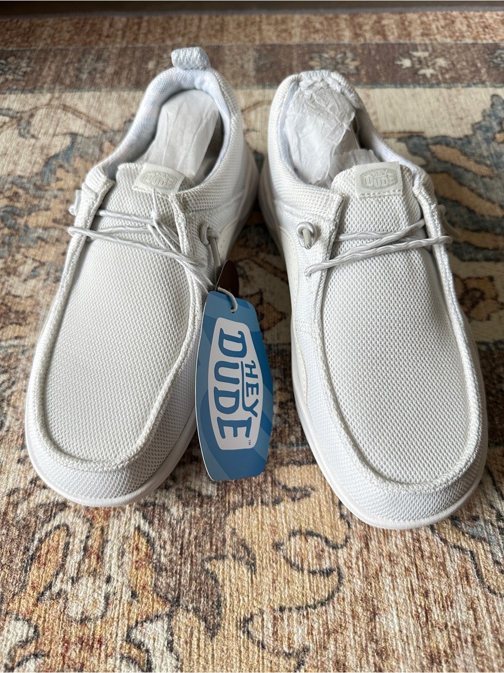 Hey Dude White Knit Slip-On Loafers for women